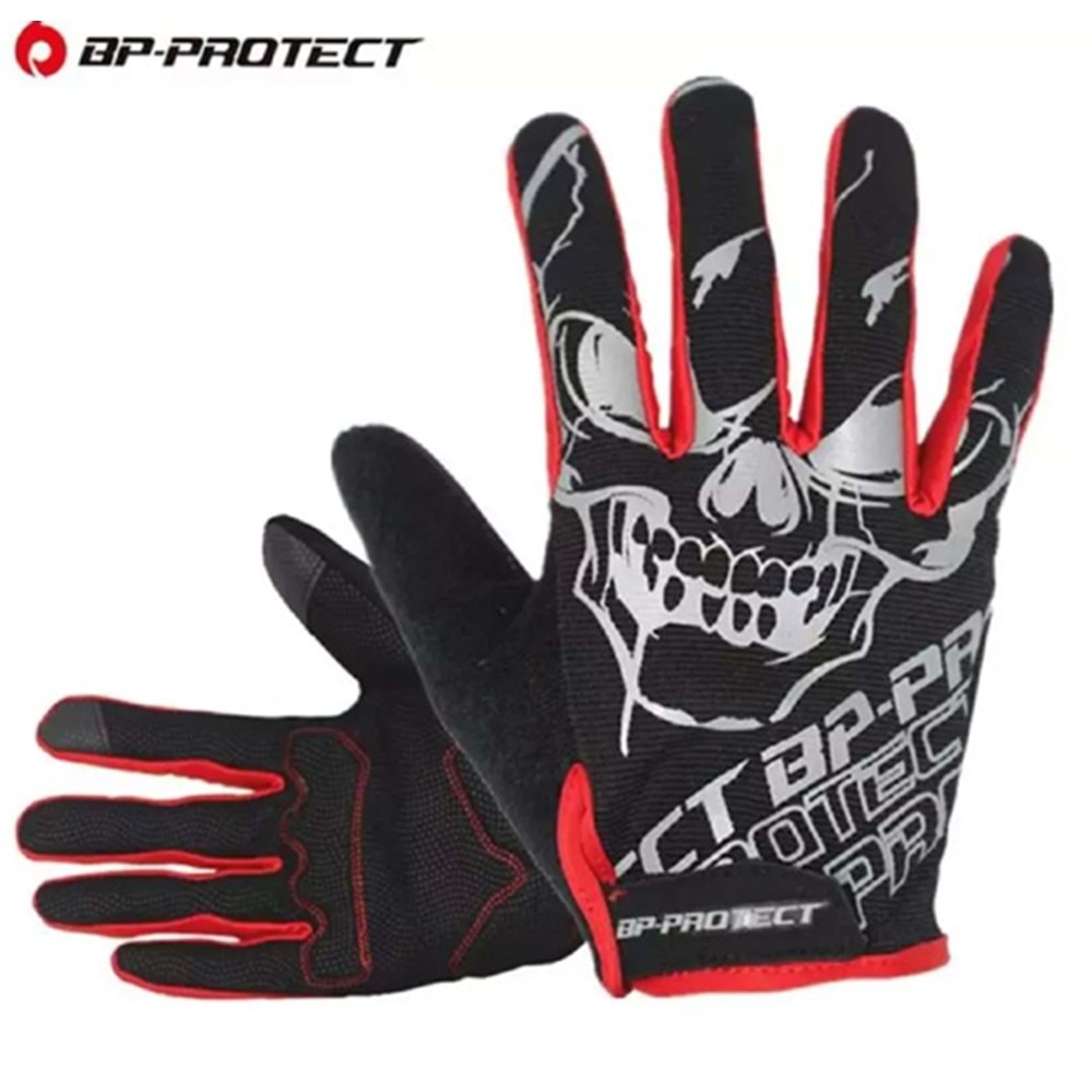 XBYC HJ0273 UZUN PARMAK BİSİKLET ELDİVENİ - SİYAH GRİ KIRMIZI - L