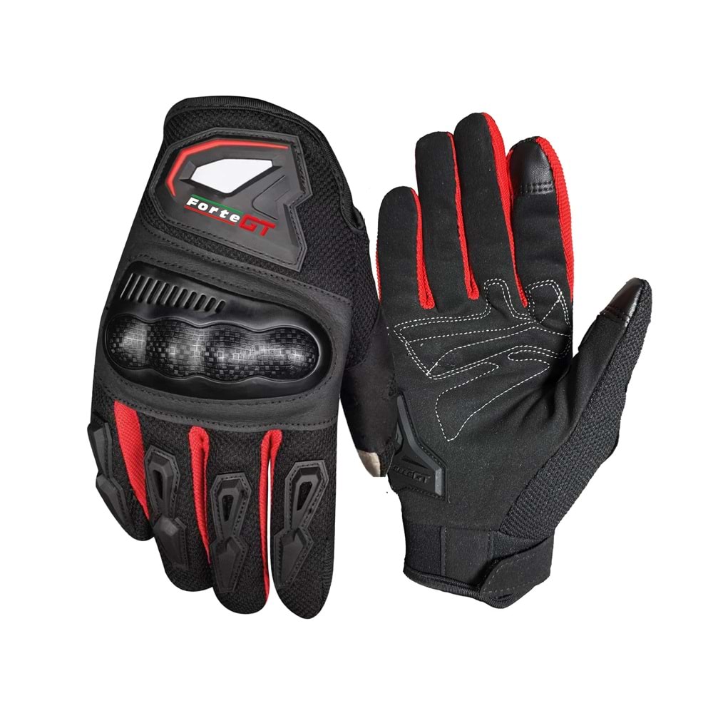 FORTE GT -RS02 UZUN PARMAK KORUMALI ELDİVEN - SİYAH KIRMIZI - L