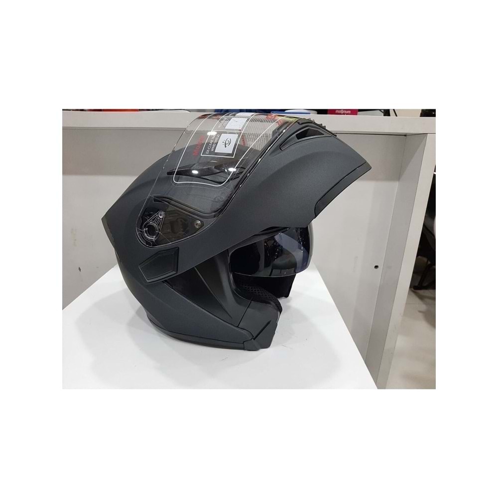 SWAY 902 ÇENE AÇILIR MOTORSİKLET KASKI - MAT SİYAH - L