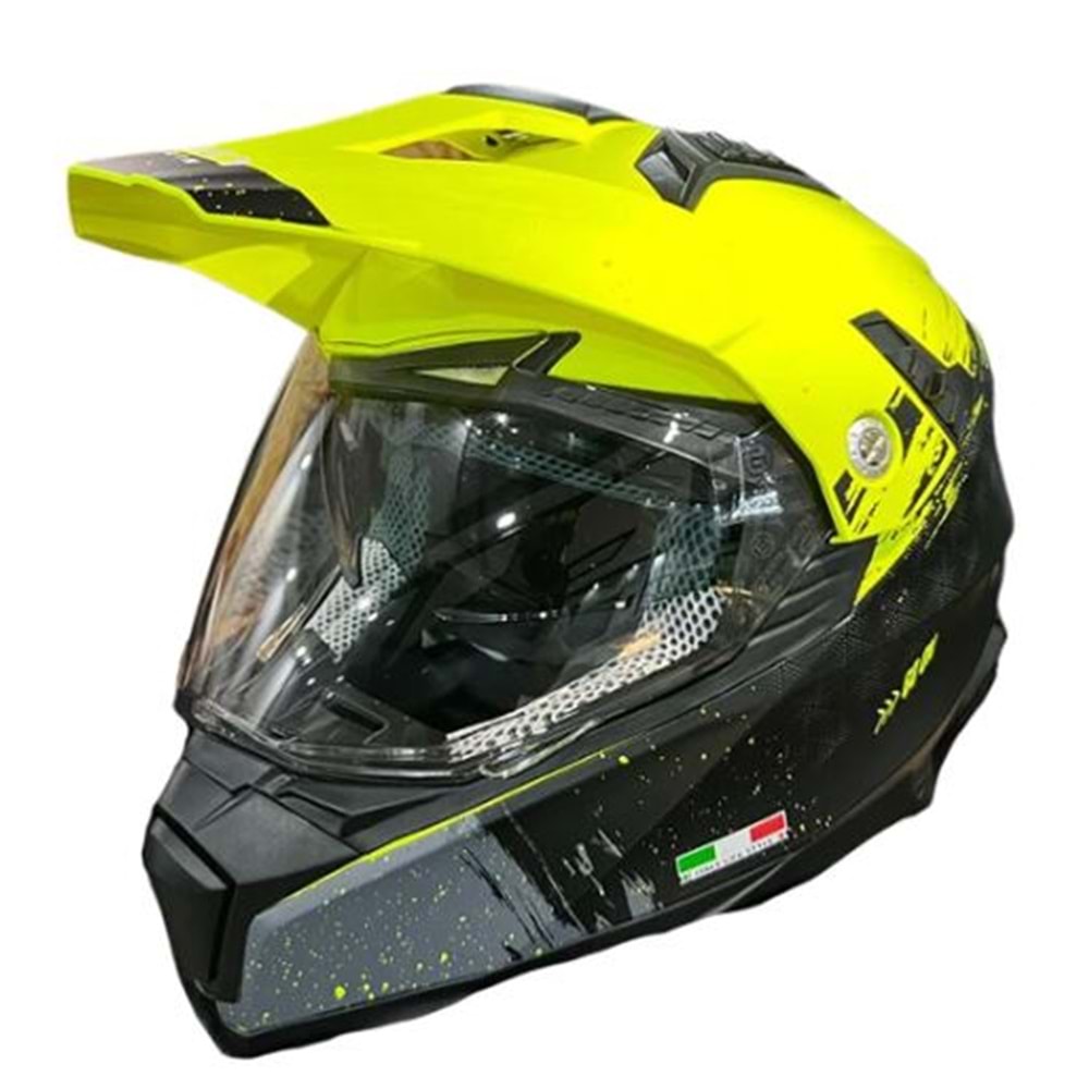SWAY X60 SAND TOURING ADVENTURE MOTORSİKLET KASKI - SARI SİYAH - M