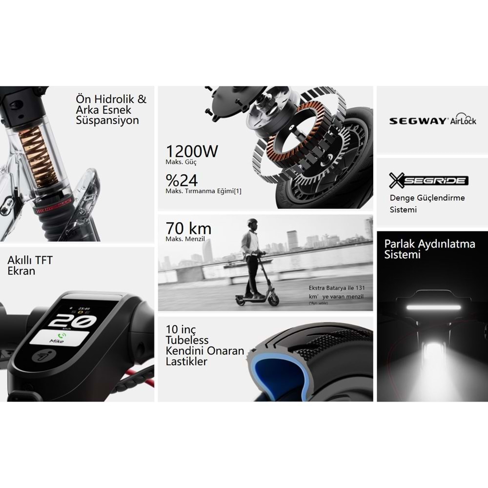 SEGWAY NİNEBOOT F3 PRO ELEKTRİKLİ SCOOTER 1200W