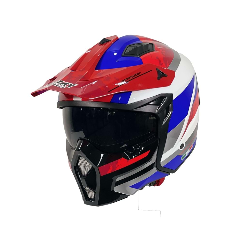 SWAY X1-X SEUL FULL FACE PROFESYONEL KASK - BEYAZ KIRMIZI - L