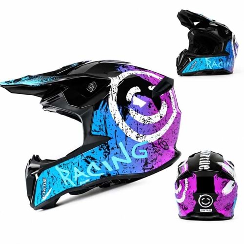 VRT- CROSS FULLFACE KASK GRAFİTİ RAİNBOW - M