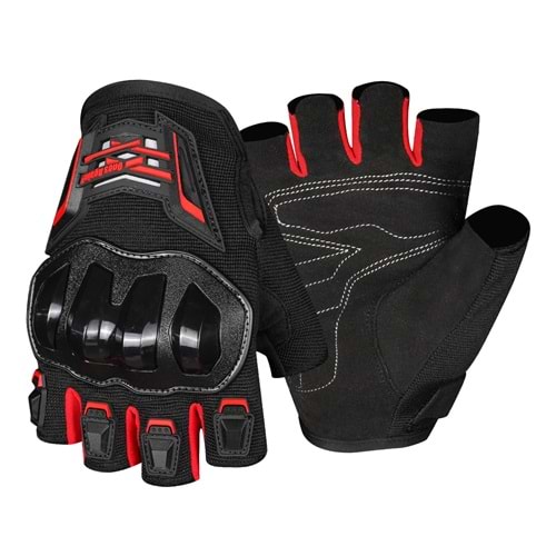 ONES AGAIN MG 14D KISA PARMAK KORUMALI ELDİVEN - SİYAH KIRMIZI - L